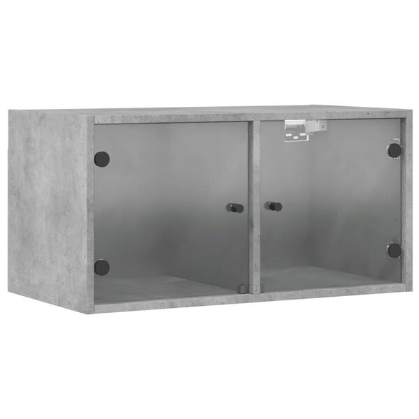 vidaXL Wandschrank mit Glast&uuml;ren Betongrau 68,5x37x35 cm