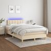 vidaXL Boxspringbett mit Matratze & LED Creme 120x190 cm Stoff