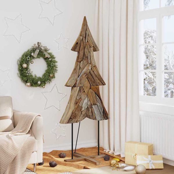 vidaXL Weihnachtsbaum mit St&auml;nder Braun 181,5 cm Massivholz Teak