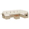 vidaXL 9-tlg. Garten-Sofagarnitur mit Kissen Beige Poly Rattan