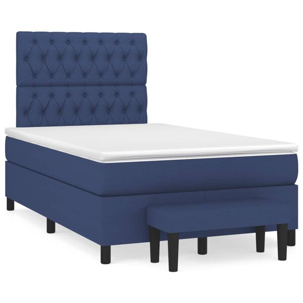 vidaXL Boxspringbett mit Matratze Blau 120x190 cm Stoff