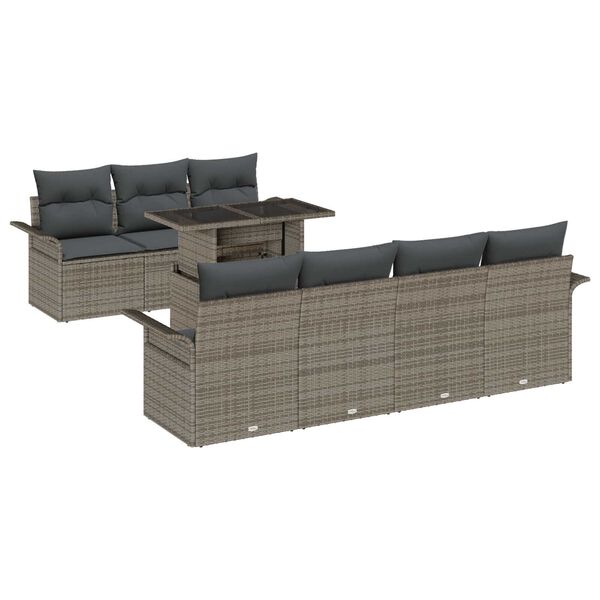 vidaXL Gartensofa-set mit Kissen 8 pcs Grau Poly-Rattan