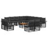vidaXL Outdoor-Sofagarnitur 14 pcs Schwarz und Dunkelgrau Polyester