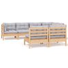 vidaXL 7-tlg. Garten-Lounge-Set mit Grauen Kissen Kiefer Massivholz