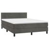 vidaXL Boxspringbett mit Matratze & LED Dunkelgrau 140x190 cm Samt