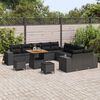vidaXL Gartensofa-set mit Kissen 13 pcs Schwarz Poly-Rattan