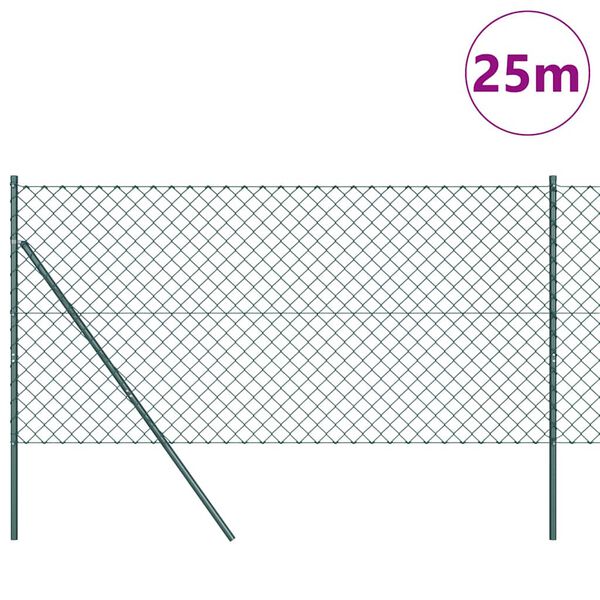 vidaXL Zaunpfosten Gr&uuml;n 25 x 1,4 m (60 x 60 mm Gitter) Stahl und PVC