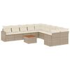 vidaXL 11-tlg. Garten-Sofagarnitur mit Kissen Beige Poly Rattan