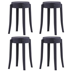 vidaXL Stapelbare Hocker 4 Stk. Schwarz Kunststoff