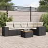 vidaXL 6-tlg. Garten-Sofagarnitur mit Kissen Schwarz Poly Rattan