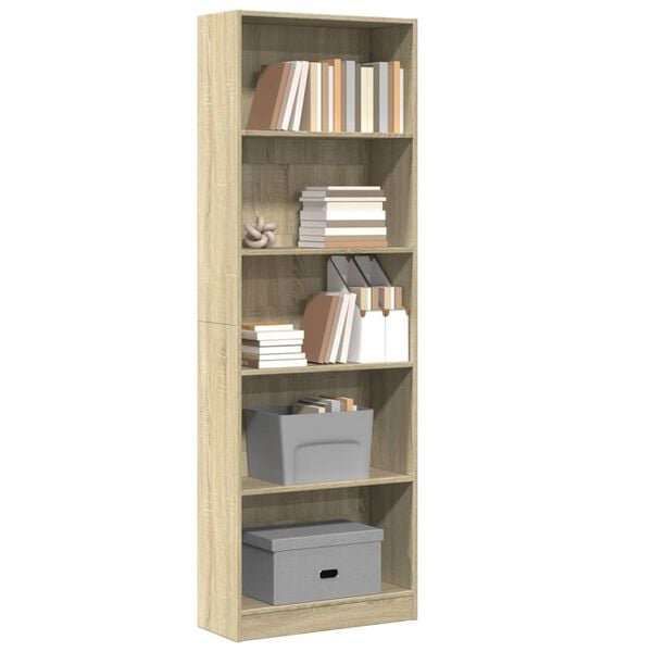 vidaXL B&uuml;cherregal Sonoma-Eiche 60x24x176 cm Holzwerkstoff