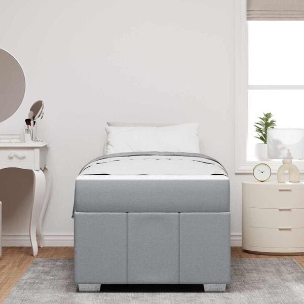 vidaXL Bettrahmen mit Matratze Hellgrau 90 x 190 cm Stoff