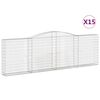vidaXL Gabionen mit Hochbogen 15Stk. 400x30x120/140cm Verzinktes Eisen