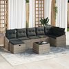 vidaXL Sofa Set mit Kissen mit Speicher Grau Poly-Rattan