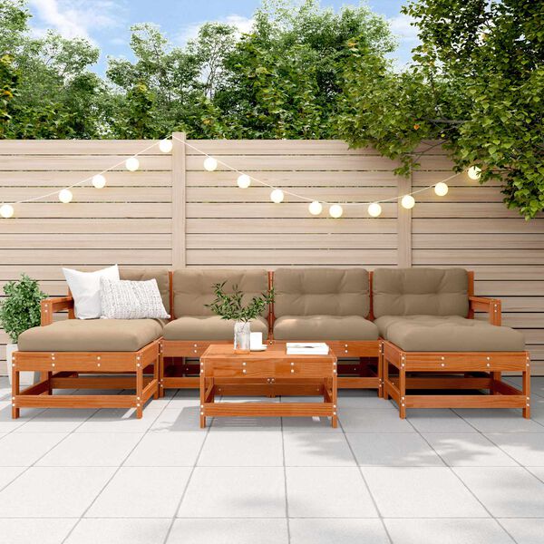 vidaXL Garten-Lounge-Set 7 pcs Wachsbraun Massives Kiefernholz