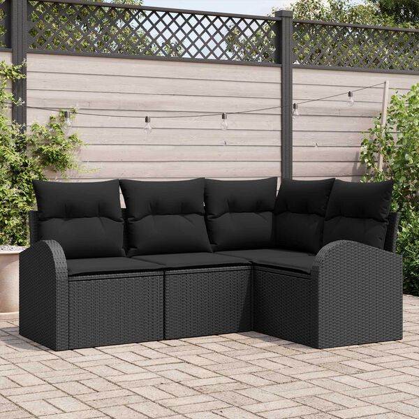 vidaXL Gartensofa-set 4 pcs Schwarz Poly-Rattan