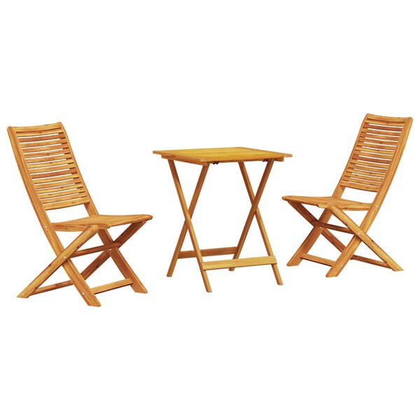 vidaXL Klapp Bistro Set 3 pcs Braun Massivholz Akazie