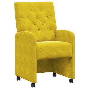 vidaXL Esszimmerst&uuml;hle mit Rollen 2 stk. Samt Gelb 58 x 67 x 97 cm