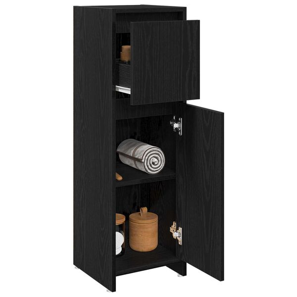 vidaXL Badezimmerschrank mit T&uuml;r Schwarz Eichen-Optik 30 x 30 x 95 cm
