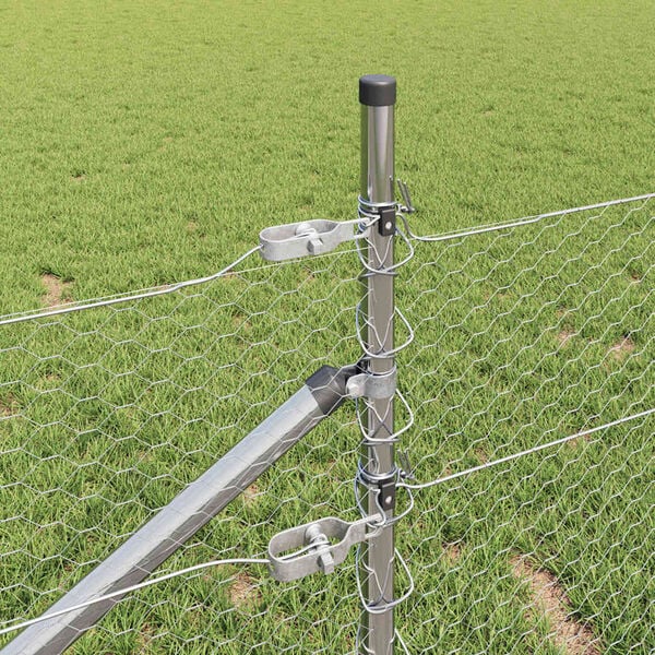 vidaXL Zaunpfosten Silber 50 x 0,8 m (25 mm Netz) Stahl