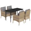 vidaXL 5-tlg. Garten-Essgruppe mit Kissen Beige Poly Rattan
