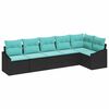 vidaXL Sofa Set mit Kissen 6 pcs Schwarz Poly Rattan