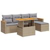vidaXL 6-tlg. Garten-Sofagarnitur mit Kissen Beige Poly Rattan Akazie