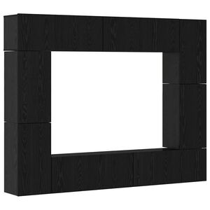 vidaXL TV-Schrankset 8 pcs Schwarz Eichen-Optik Holzwerkstoff