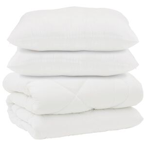 vidaXL Decke mit Kissen 3 pcs Wei&szlig; Mikrofaser und Daunenfedern