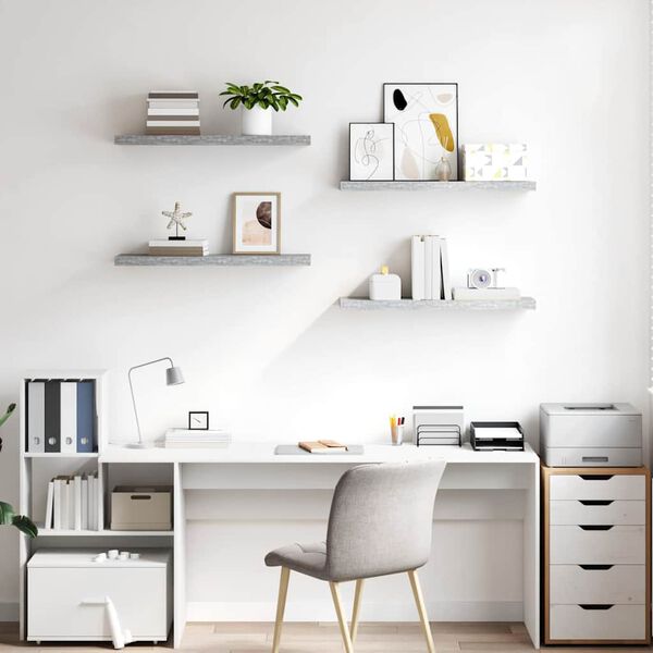 vidaXL Schweberegale 4 Stk. Betongrau 80x23,5x3,8 cm MDF