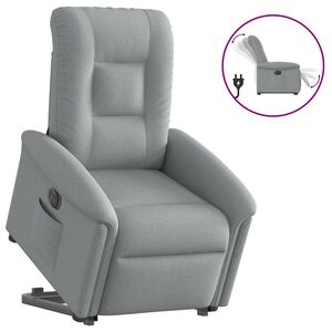 vidaXL Relaxsessel mit Aufstehhilfe Elektrisch Hellgrau Stoff