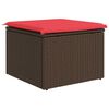vidaXL Gartenhocker mit Kissen Braun 55x55x37 cm Poly Rattan