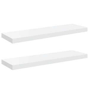 vidaXL Schweberegale 2 Stk. Hochglanz-Wei&szlig; 80x23,5x3,8 cm MDF