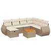 vidaXL 8-tlg. Garten-Sofagarnitur mit Kissen Beige Poly Rattan