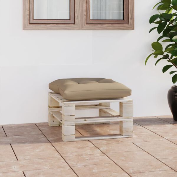 vidaXL Outdoor-Ottomane Paletten mit Kissen in Beige Kiefernholz