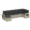 vidaXL 7-tlg. Garten-Sofagarnitur mit Kissen Hellgrau Poly Rattan