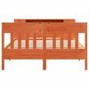 vidaXL Massivholzbett mit Regal ohne Matratze Wachsbraun 135x190 cm