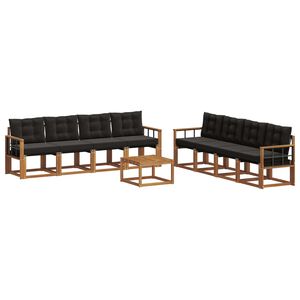 vidaXL Outdoor-Sofagarnitur mit Kissen 9 pcs Nat&uuml;rlich und Schwarz
