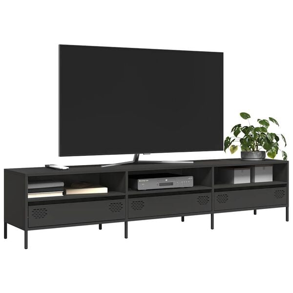 vidaXL TV-Schrank Schwarz 202x39x43,5 cm Kaltgewalzter Stahl