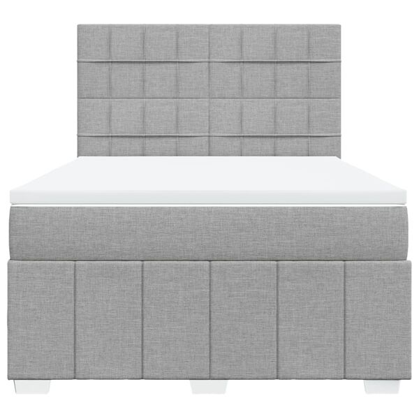 vidaXL Boxspringbett mit Matratze Hellgrau 140x200 cm Stoff