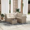 vidaXL 6-tlg. Garten-Sofagarnitur mit Kissen Beige Poly Rattan
