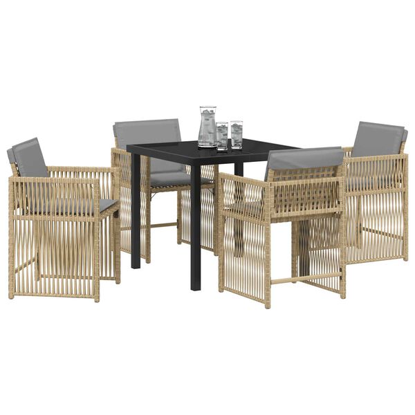 vidaXL Garten Essgruppe 5 pcs Beige Poly-Rattan