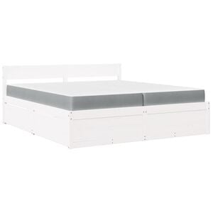vidaXL Bett mit Schubladen und Matratze Wei&szlig; 200x200 cm Massivholz
