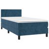 vidaXL Boxspringbett mit Matratze & LED Dunkelblau 90x200 cm Samt