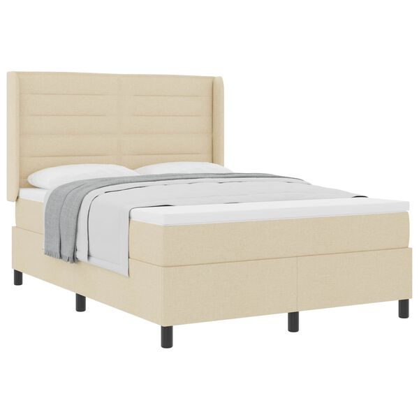 vidaXL Boxspringbett mit Matratze Creme 200 x 160 cm Stoff