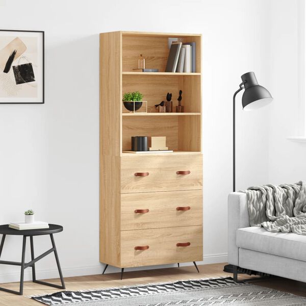vidaXL Highboard Sonoma-Eiche 69,5x34x180 cm Holzwerkstoff