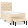 vidaXL Boxspringbett mit Matratze Creme 90x200 cm Stoff
