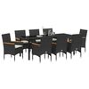 vidaXL Garten Essgruppe mit Kissen 9 pcs Schwarz Poly-Rattan