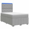 vidaXL LED Boxspringbett mit Matratze Hellgrau 120 x 200 cm Stoff