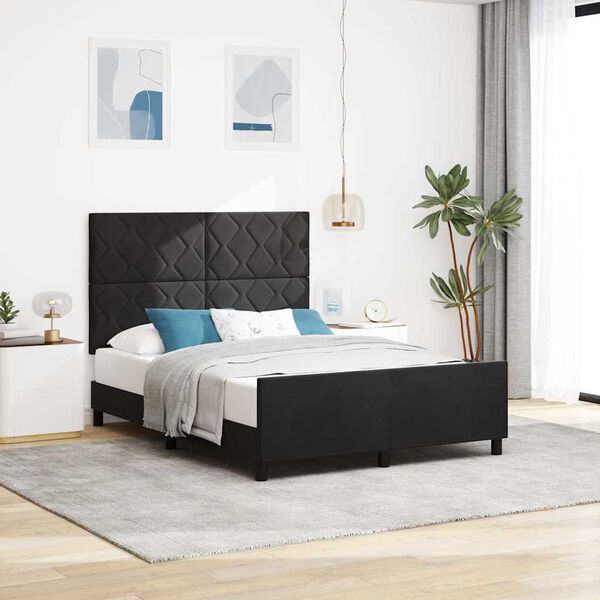 vidaXL Boxspringbett mit Kopfteil Schwarz 140 x 190 cm Samt